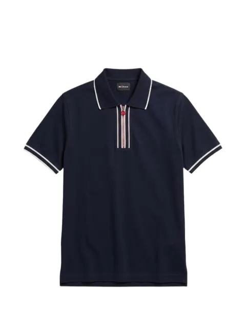 Kiton zip-fastening piqué polo shirt
