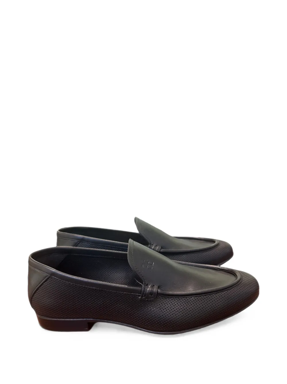Fabi Geperforeerde leren loafers Zwart