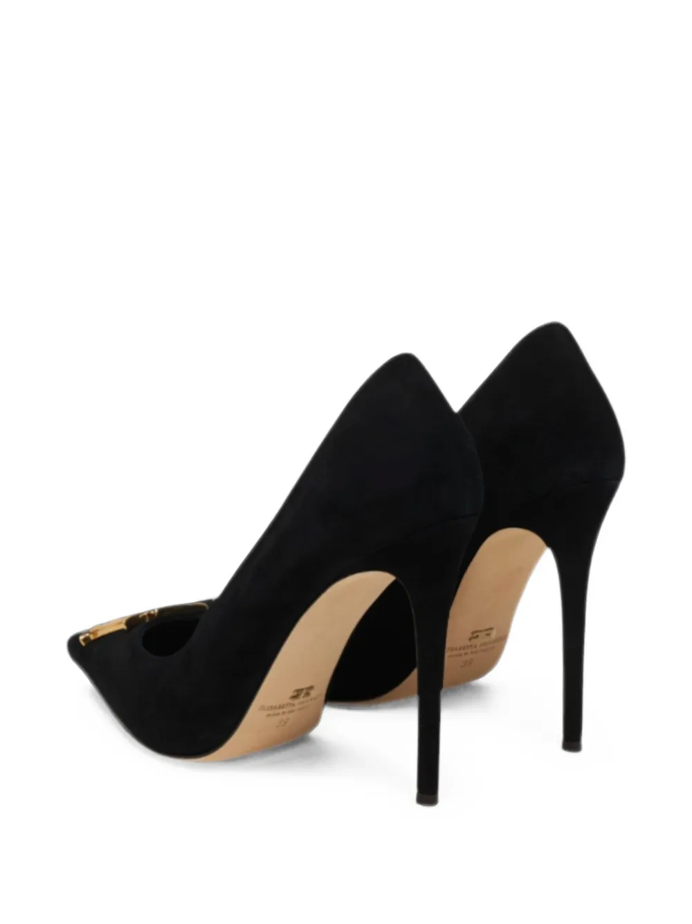 Elisabetta Franchi logo-plaque suede pumps Zwart