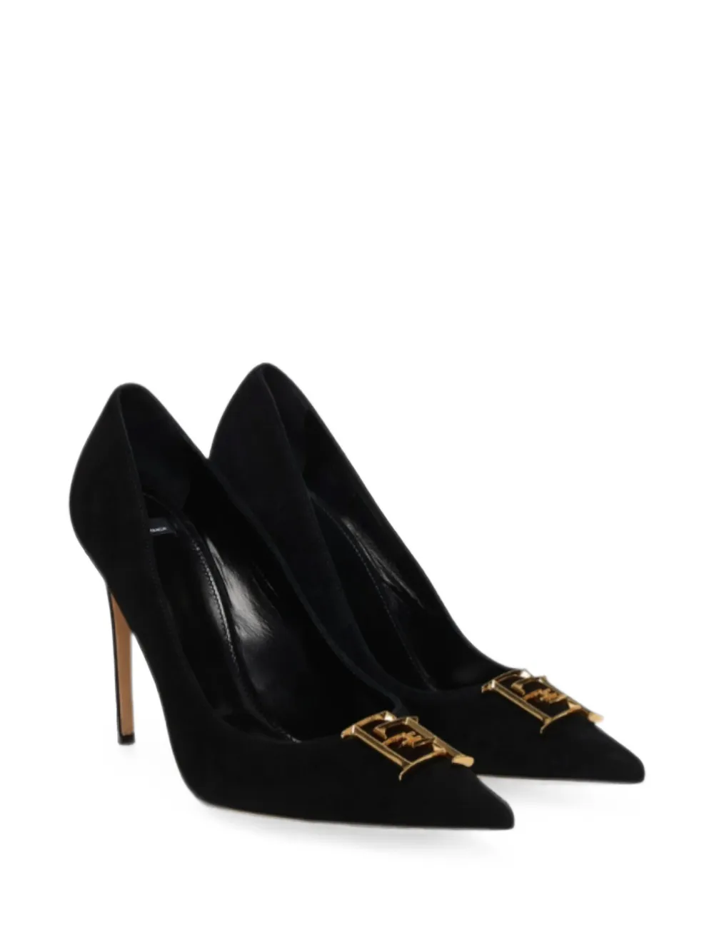 Elisabetta Franchi logo-plaque suede pumps Zwart