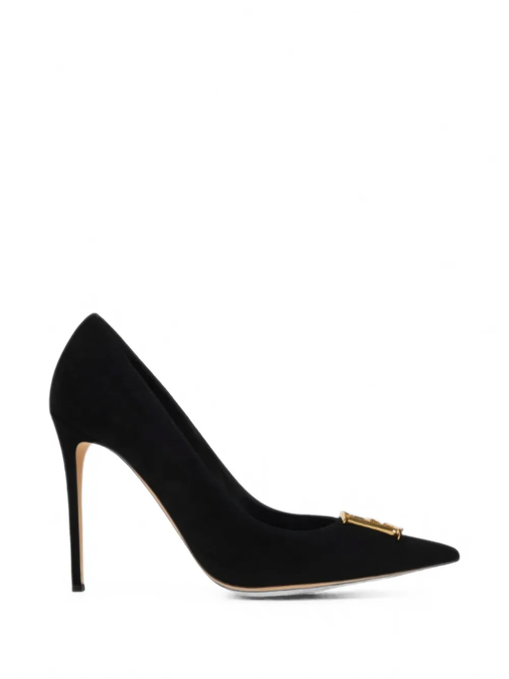 Elisabetta Franchi logo-plaque suede pumps Zwart