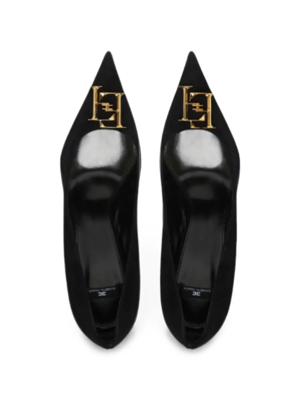Elisabetta Franchi logo-plaque suede pumps Zwart