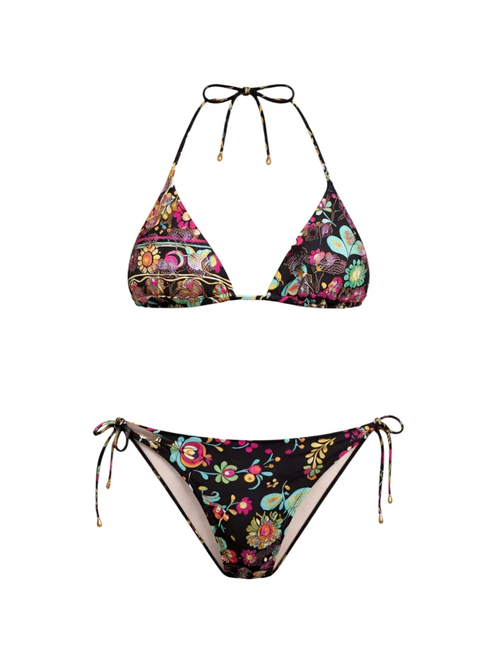 Miss Bikini Top bikini a fiori - Nero