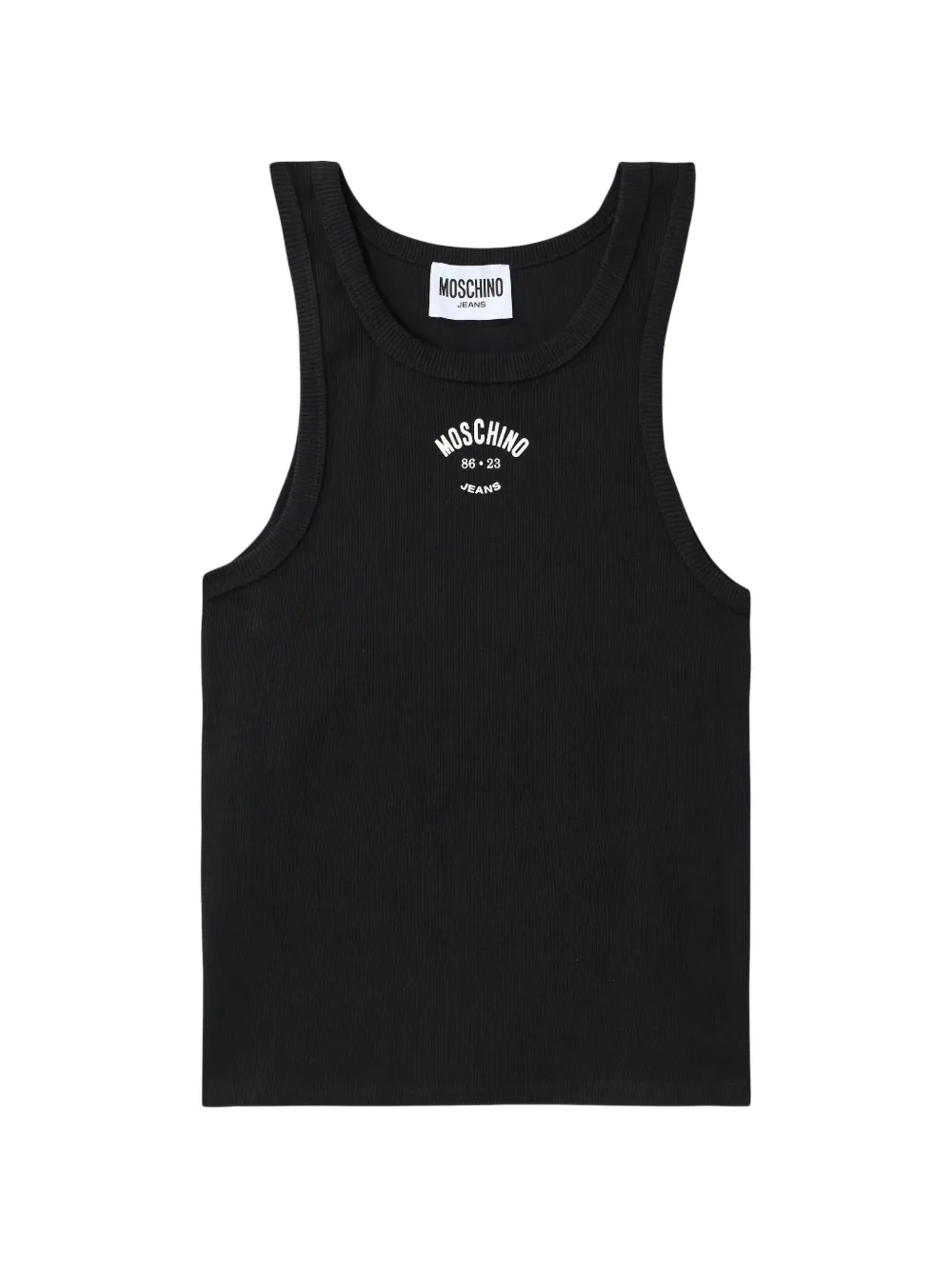 MOSCHINO JEANS Top a coste con stampa - Nero