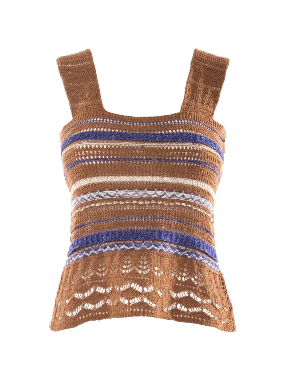 Nenette crochet-knit peplum top - Marrone