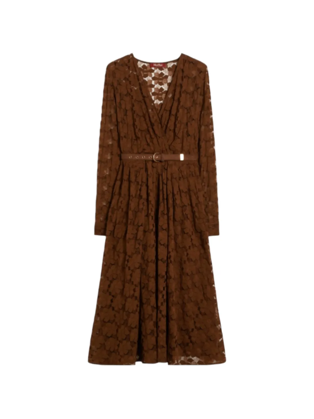 Max Mara belted midi dress - Marrone