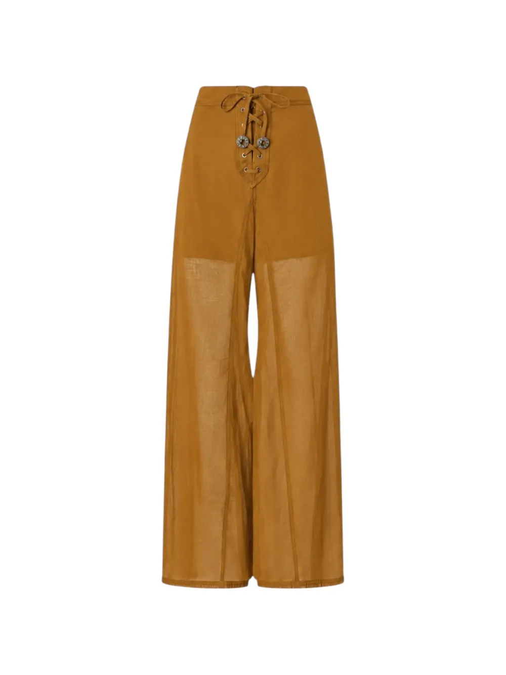 PINKO lace-up gabardine-panel trousers - Marrone