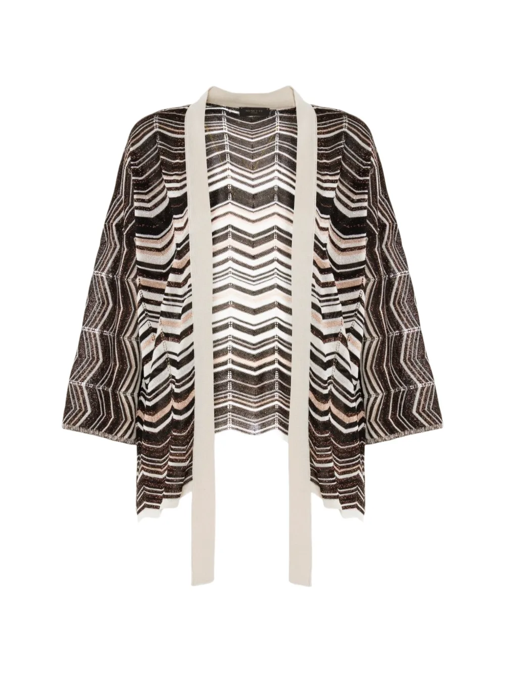 Nenette Cardigan jacquard con motivo a zigzag - Marrone