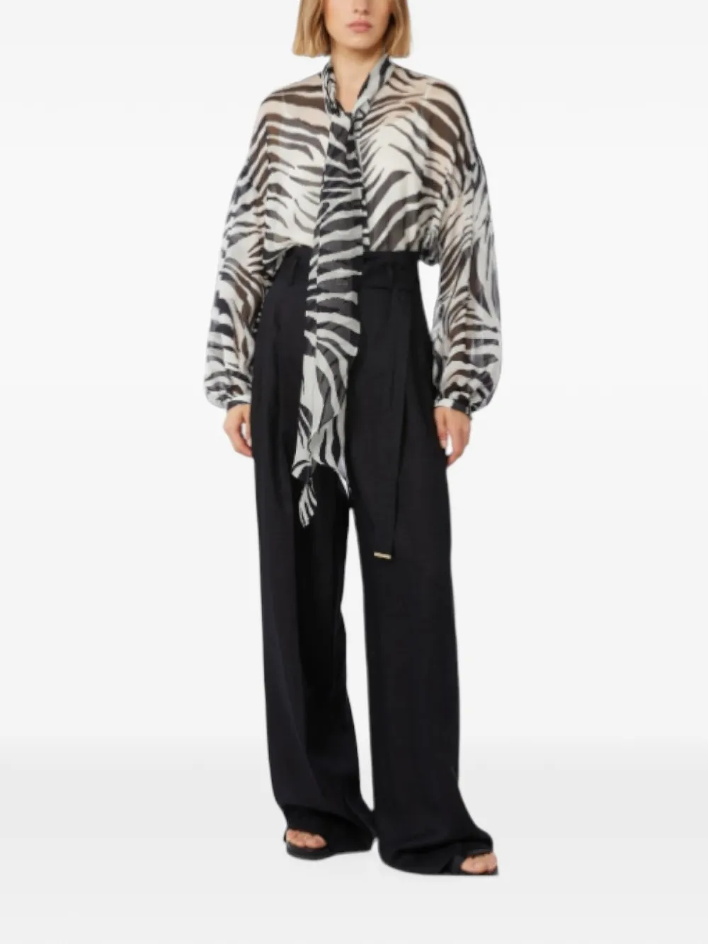 Max Mara belted tailored trousers Zwart