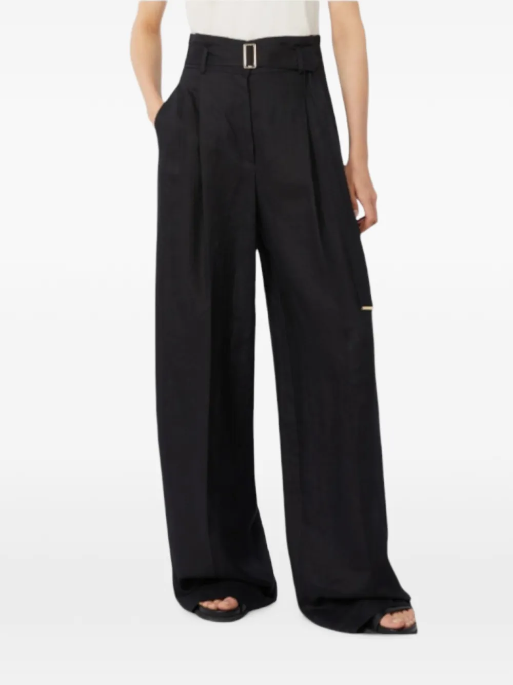 Max Mara belted tailored trousers Zwart