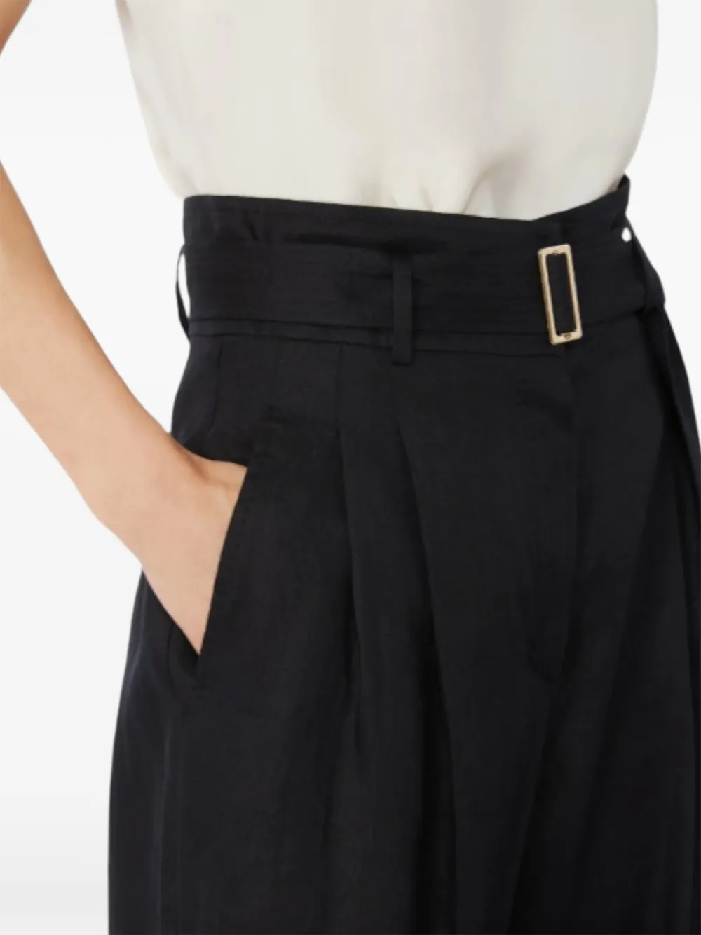 Max Mara belted tailored trousers Zwart