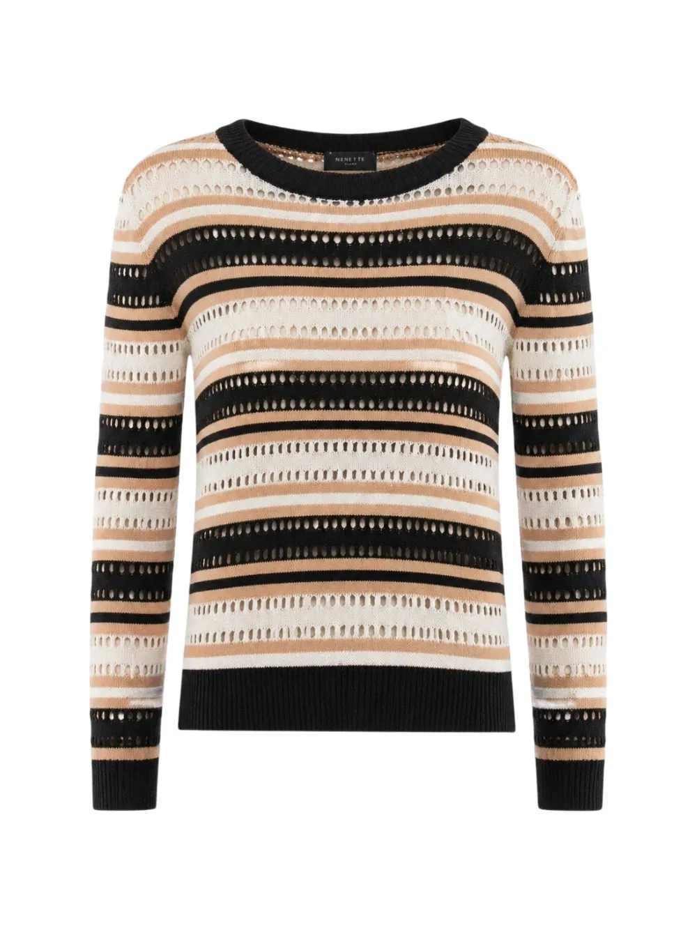 Nenette perforated-knit striped knit