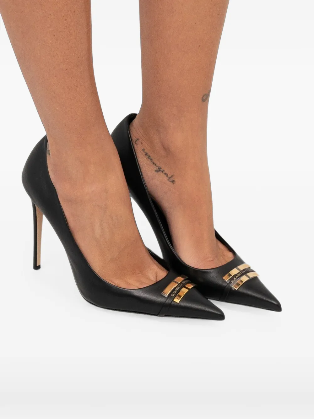 Elisabetta Franchi logo-plaque pointed-toe pumps Zwart
