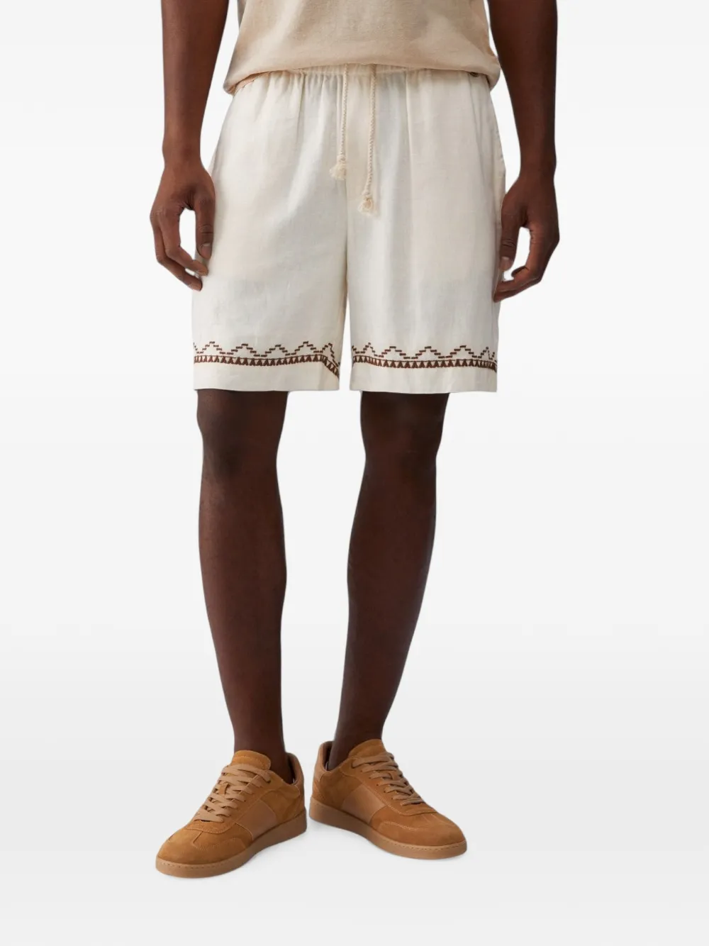 LIU JO Linnen shorts met borduurwerk Beige