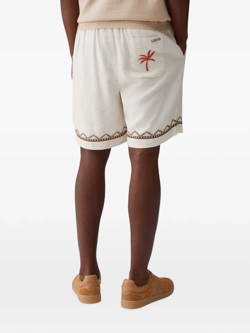 LIU JO Linnen shorts met borduurwerk Beige