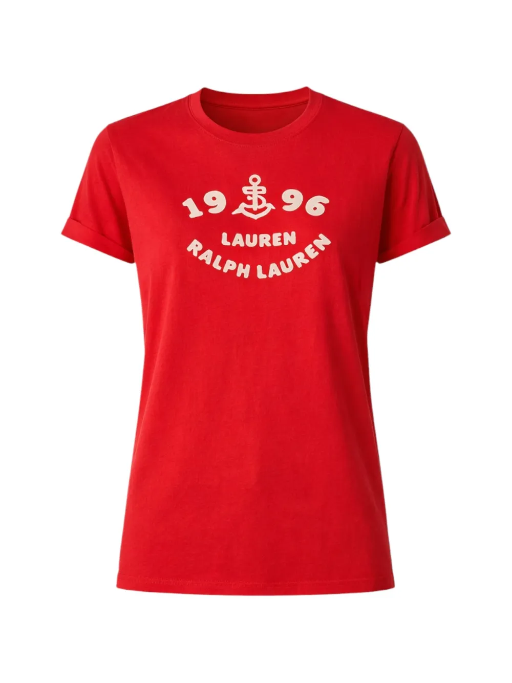 Lauren Ralph Lauren logo-embroidered rolled-cuff T-shirt - Rosso