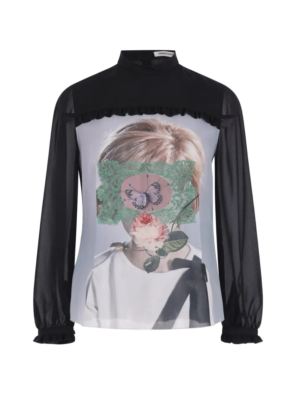 Undercover Blusa con stampa grafica e ruches - Nero