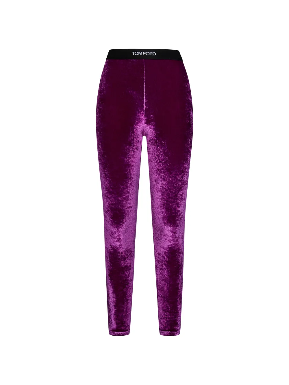 TOM FORD logo-waistband velvet-effect leggings - Viola