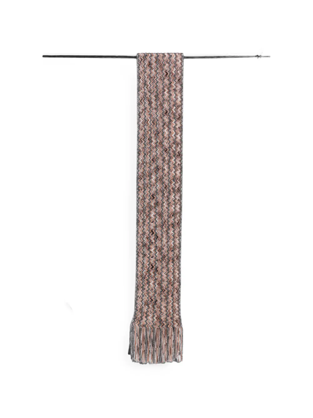 Missoni zigzag-knit fringed scarf - Grau