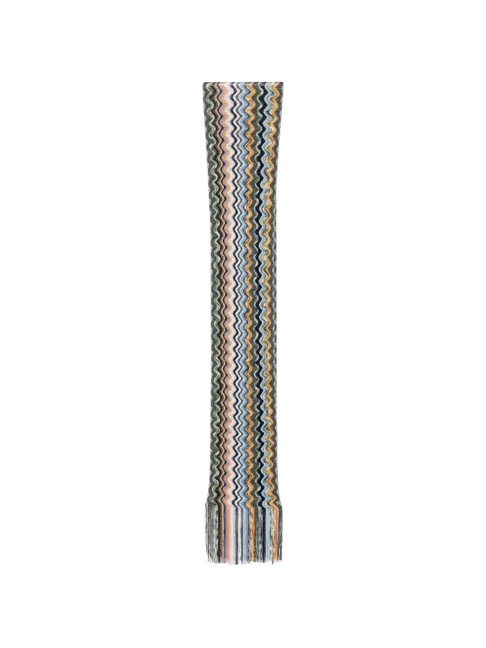 Missoni zigzag-knit fringed scarf Groen