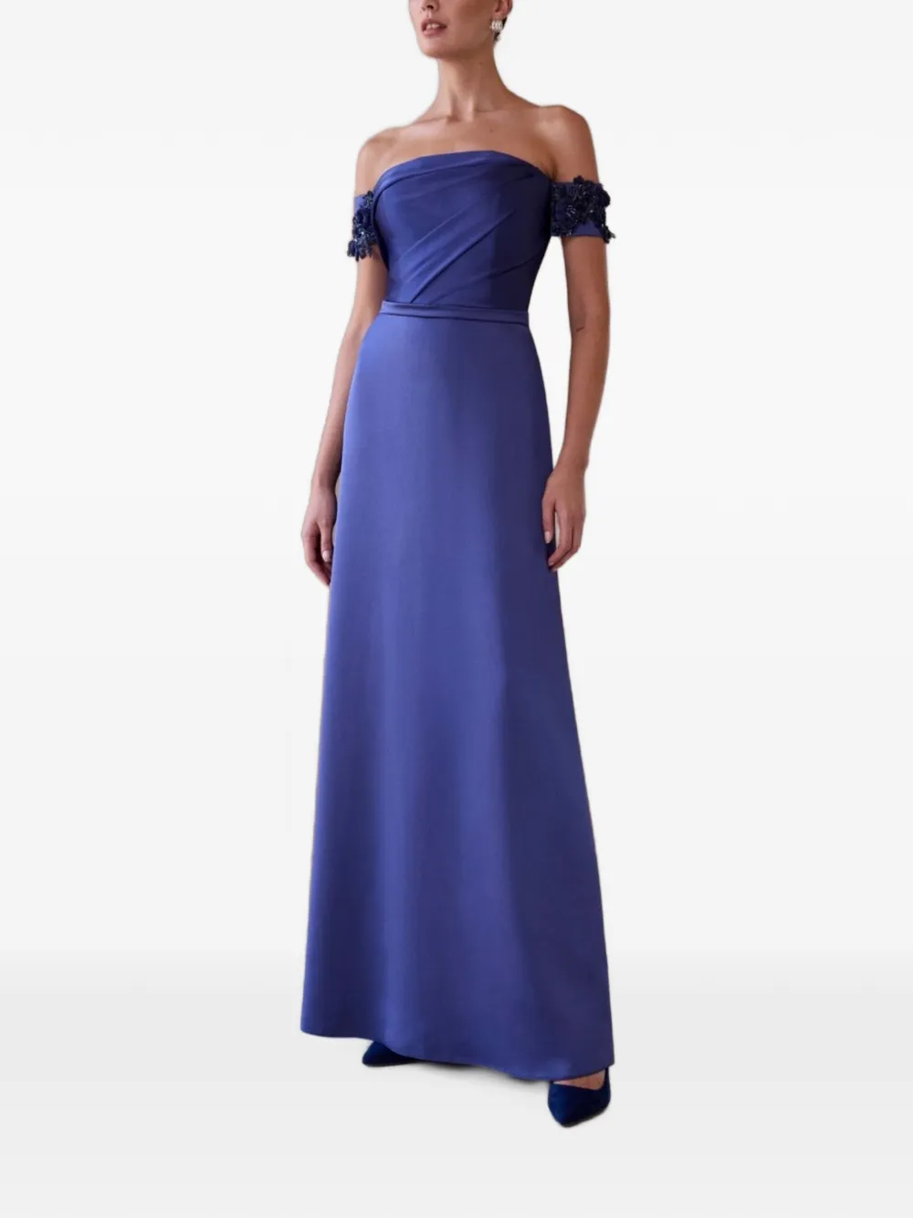 Charo Ruiz Ibiza off-shoulder gown Blauw