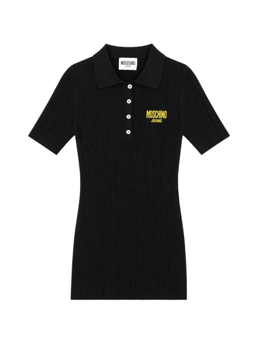 MOSCHINO JEANS Geripptes Poloshirt mit Logo-Stickerei - Schwarz