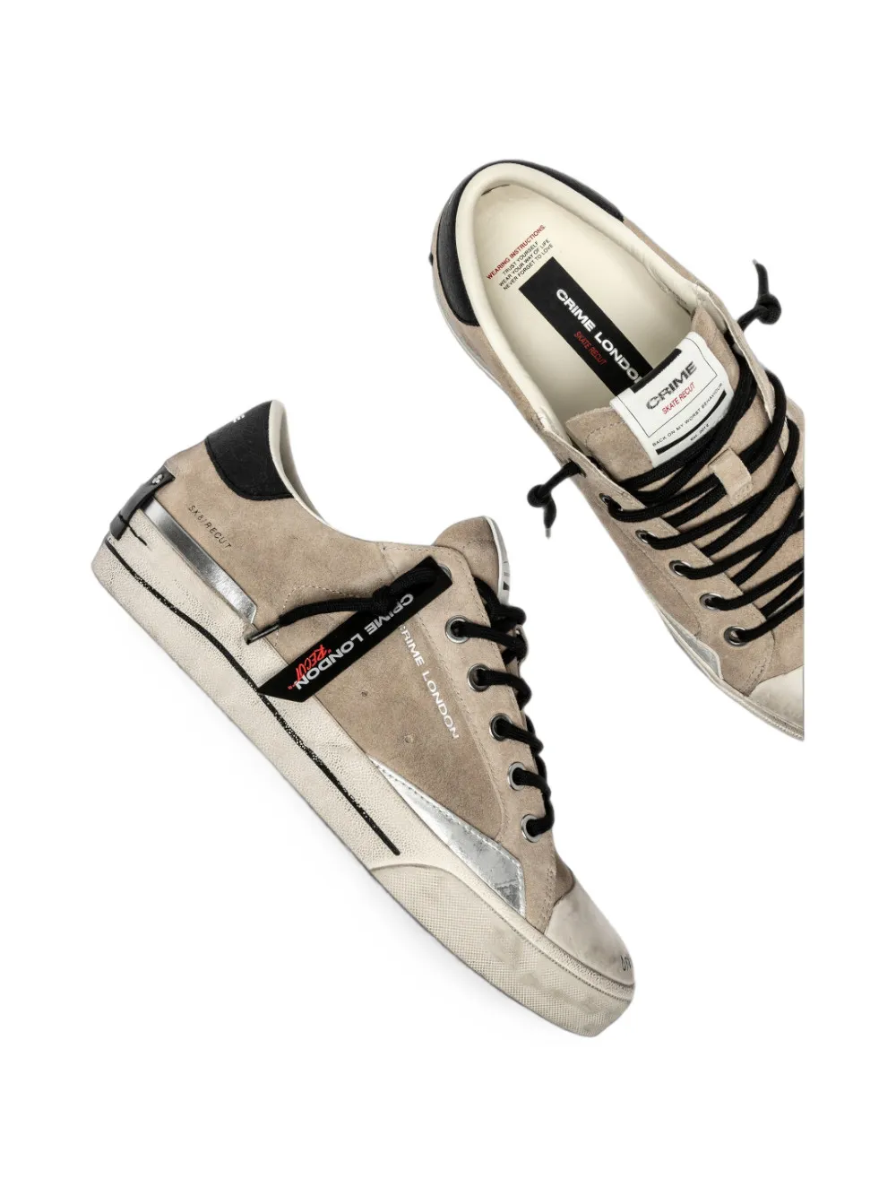 Crime London distressed-effect suede sneakers Beige