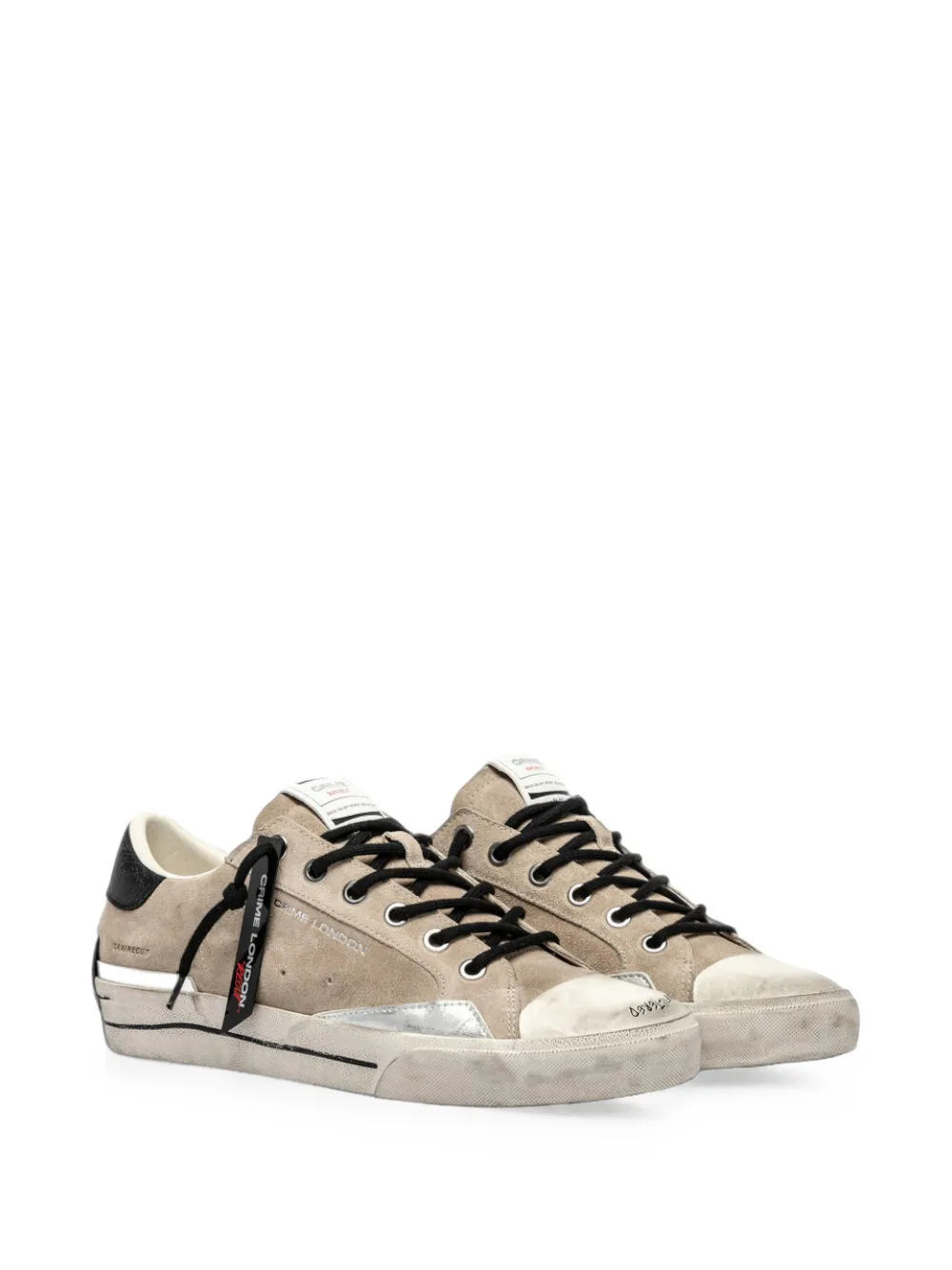 Crime London distressed-effect suede sneakers Beige