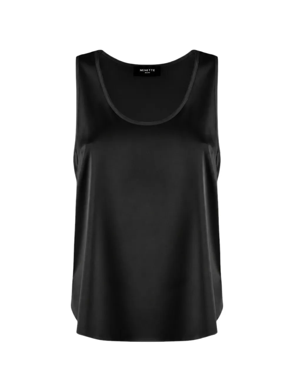 Nenette satin-finish scoop-neck top - Nero