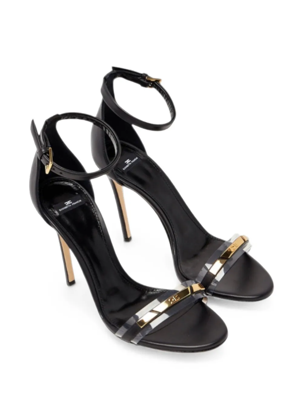 Elisabetta Franchi logo-plaque buckle-strap sandals Zwart
