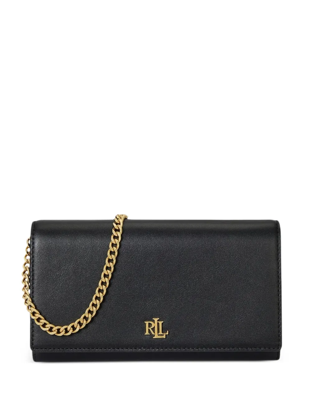 Lauren Ralph Lauren Clutch con catena e placca logo - Nero
