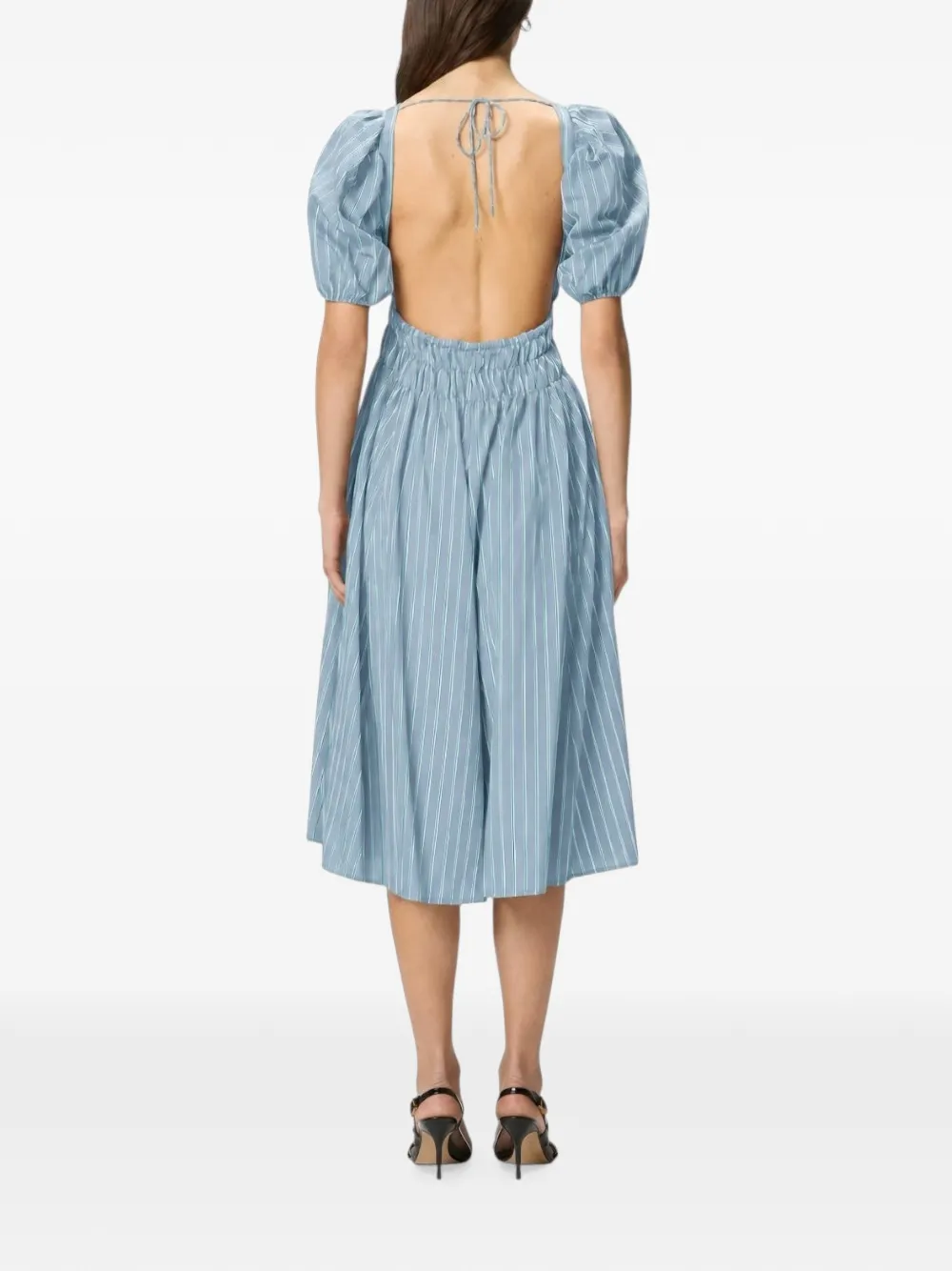 PINKO Gestreepte jurk met open achterkant Blauw