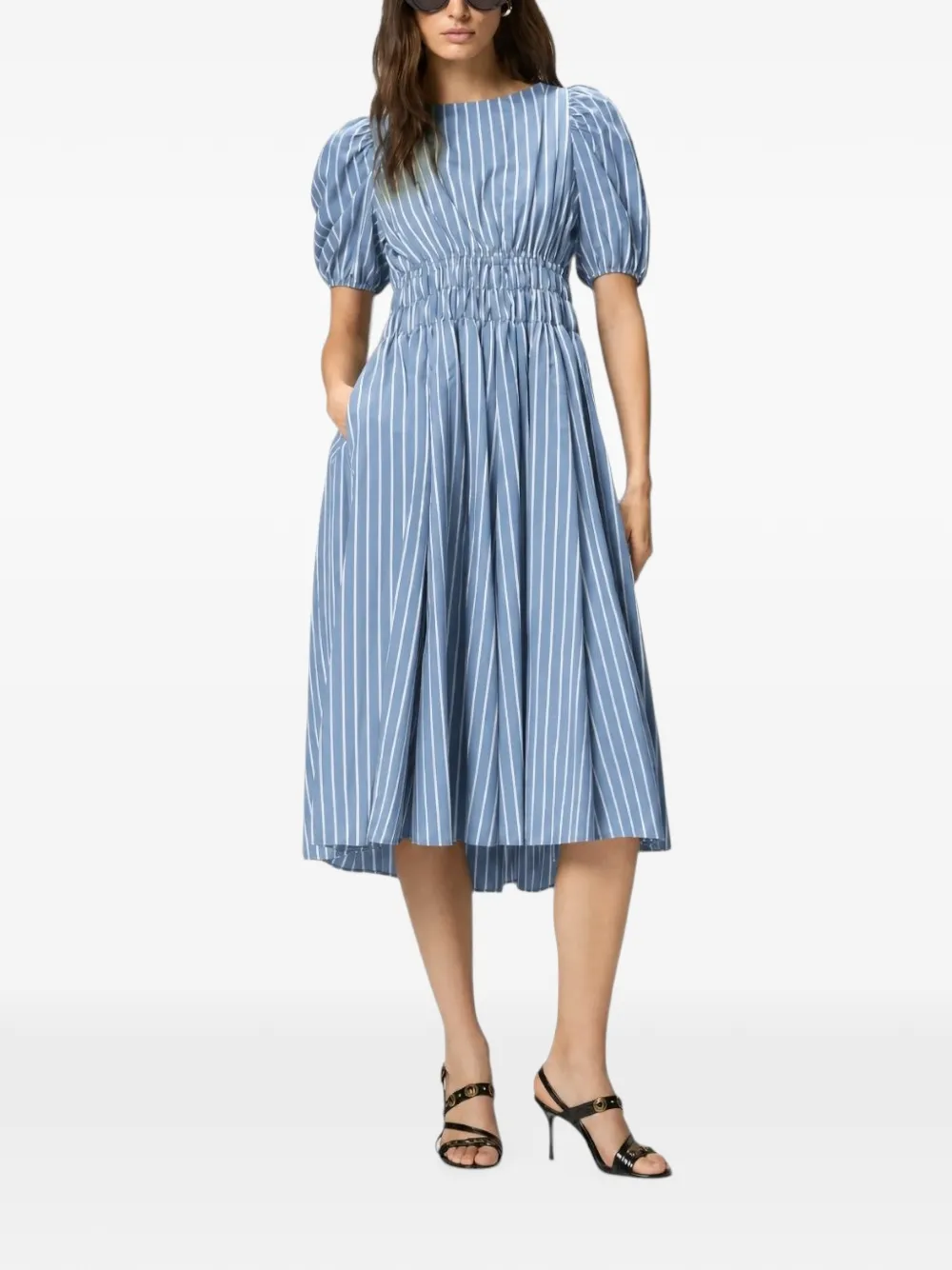 PINKO Gestreepte jurk met open achterkant Blauw