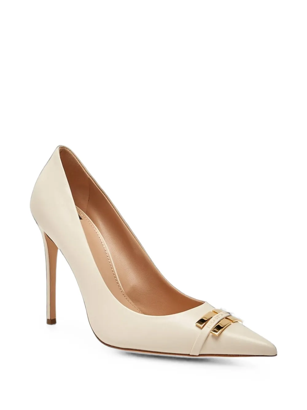 Elisabetta Franchi logo-plaque leather pumps Beige