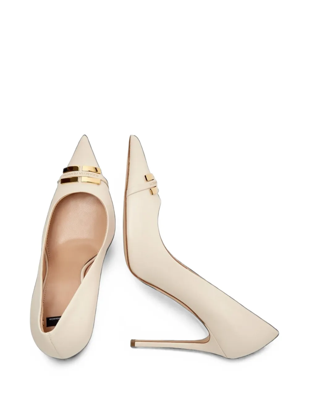 Elisabetta Franchi logo-plaque leather pumps Beige