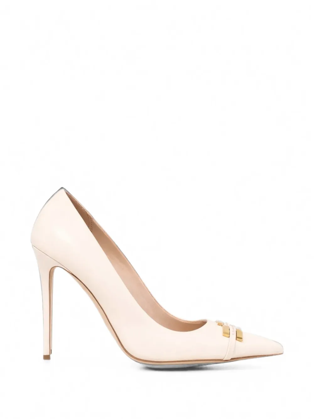 Elisabetta Franchi logo-plaque leather pumps Beige