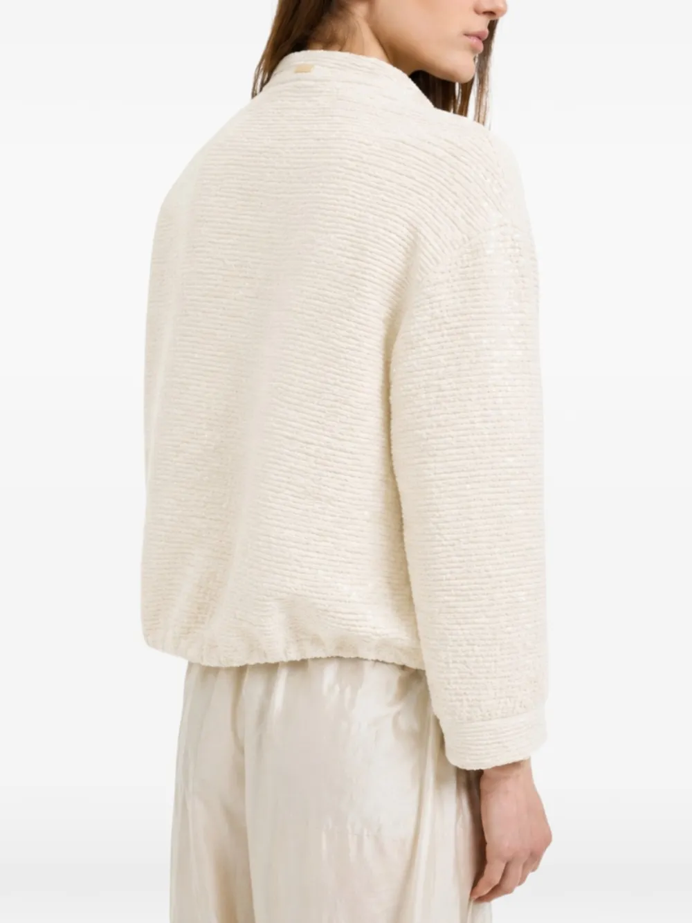Herno Ribgebreid bomberjack verfraaid met pailletten Beige