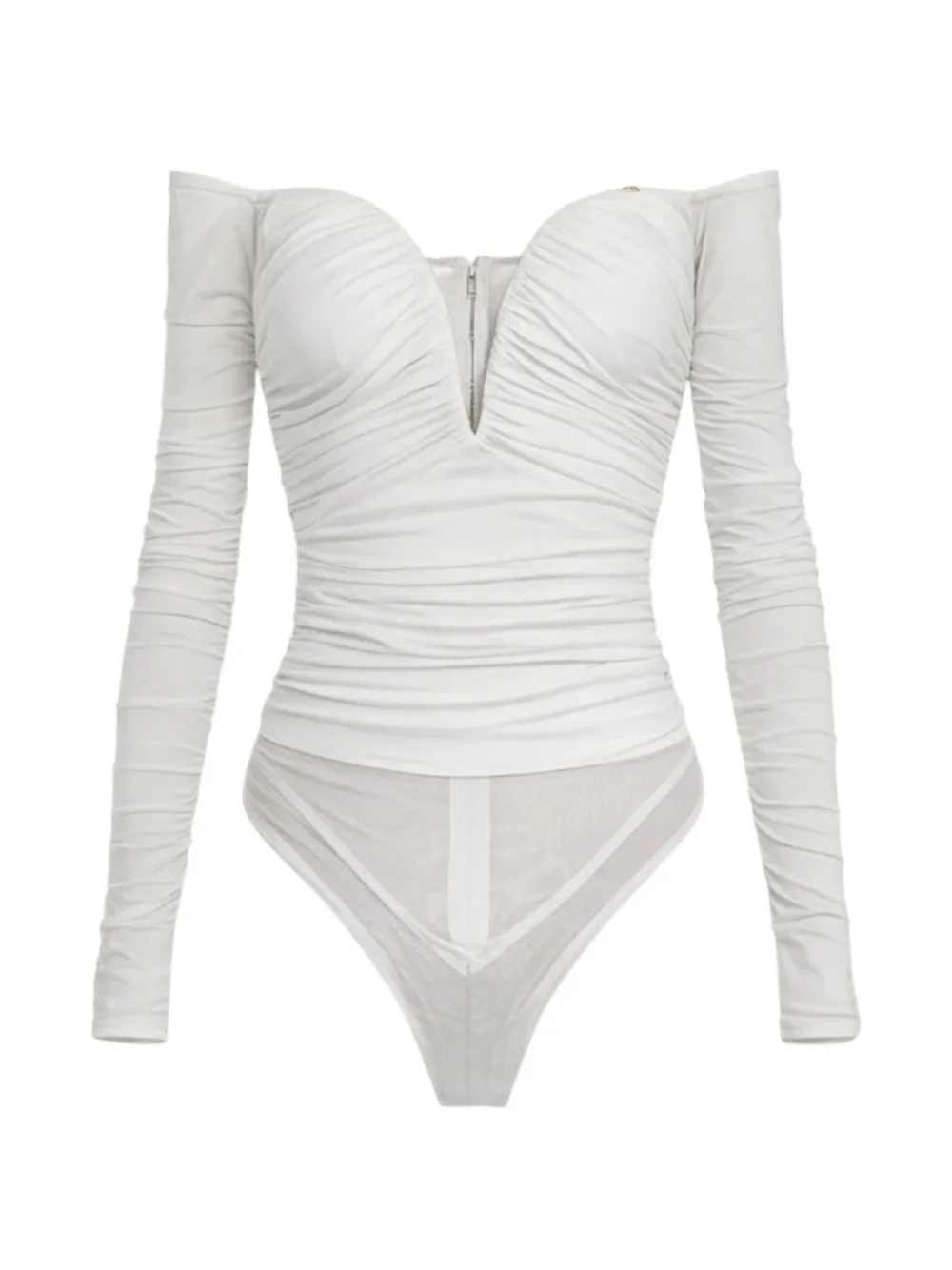 Elisabetta Franchi draped sweetheart-neck bodysuit - Bianco