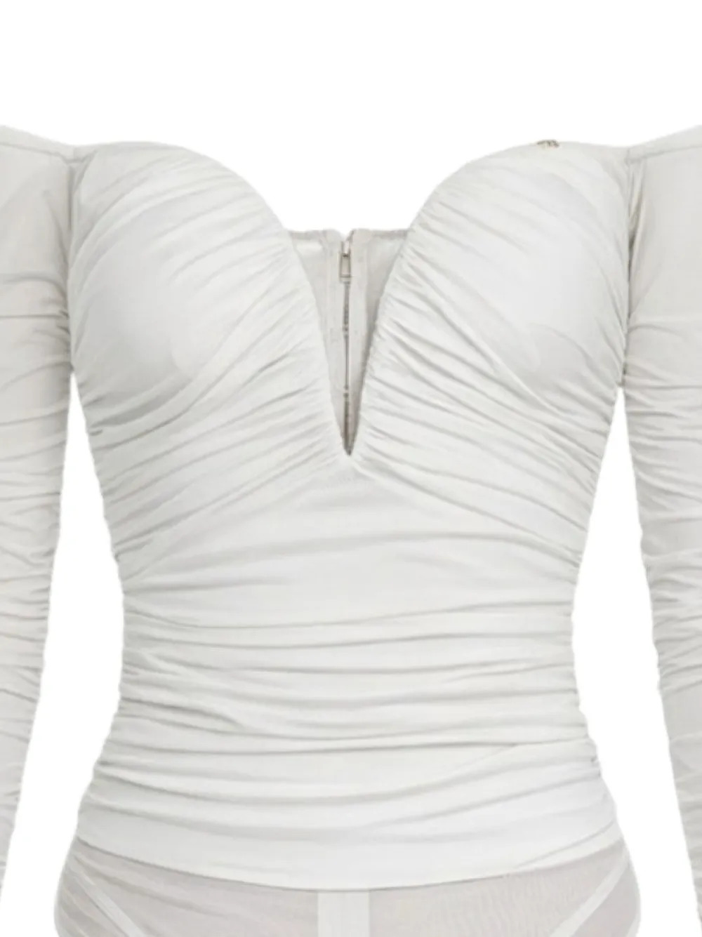 Elisabetta Franchi Gedrapeerde body met hartvormige hals Wit