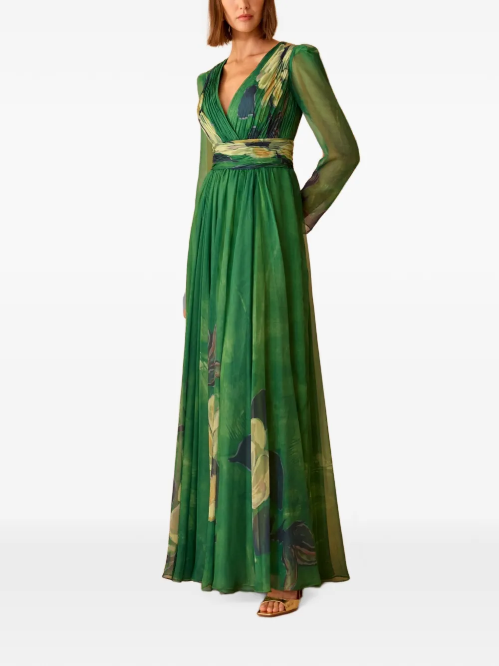 Charo Ruiz Ibiza Abito maxi-jurk met bloemenprint Groen