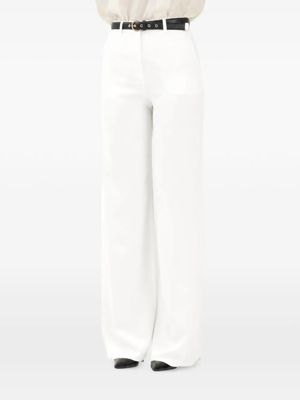 'S Max Mara Metamico broek met wijde pijpen en ceintuur Wit