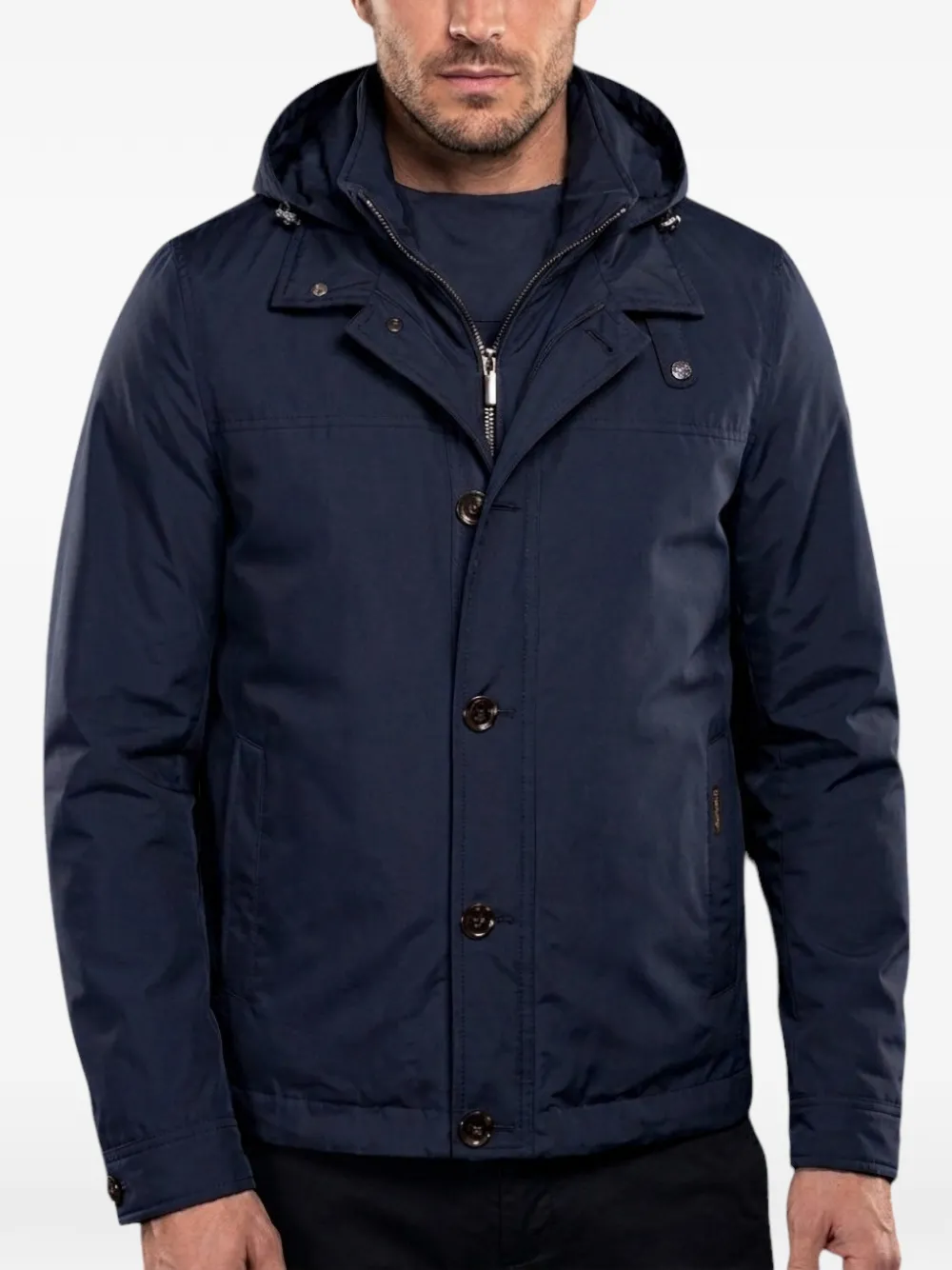 Moorer Linea Acqua jack met capuchon Blauw