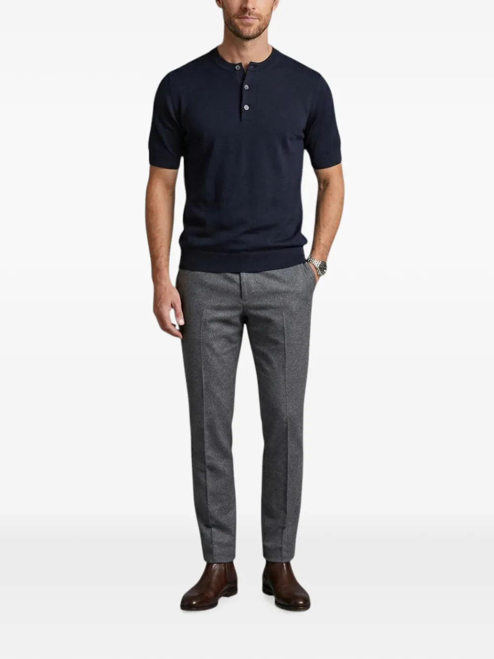 Filippo De Laurentiis Henley gebreid T-shirt Blauw