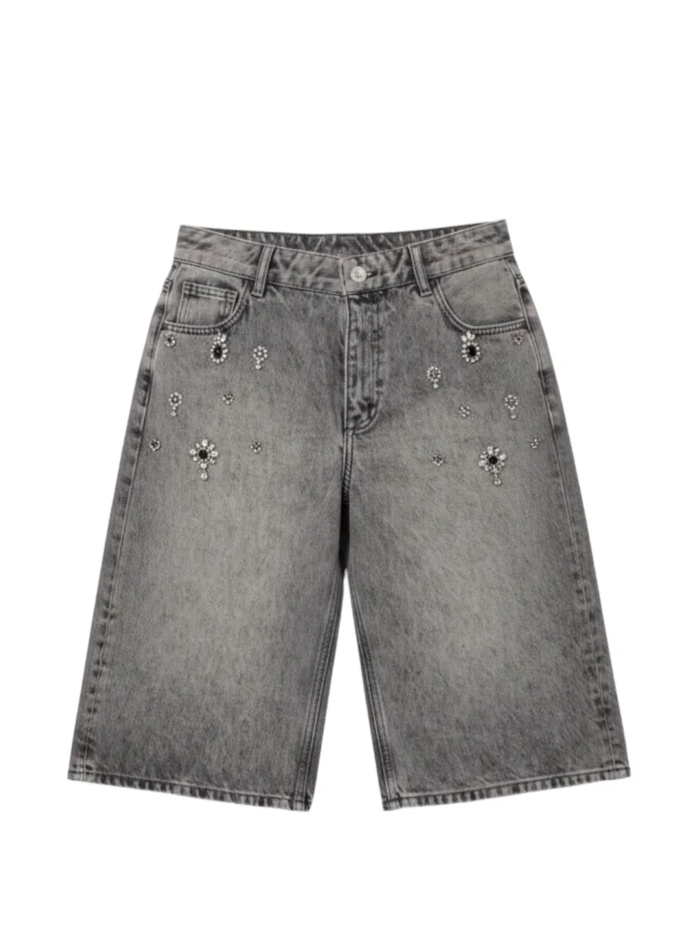 LIU JO Shorts in denim con cristalli - Grigio