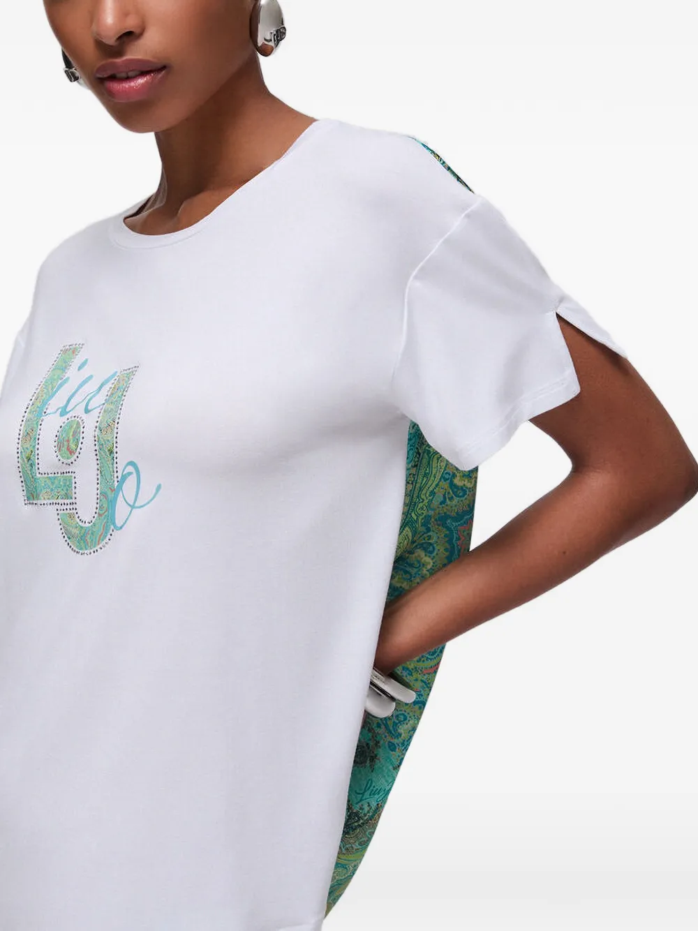 LIU JO T-shirt met inzetstuk met print Wit