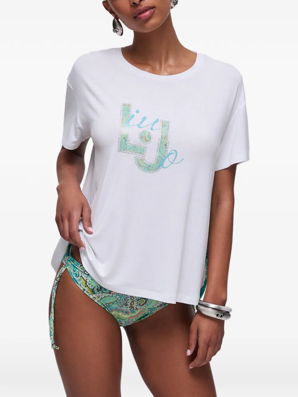LIU JO T-shirt met inzetstuk met print Wit