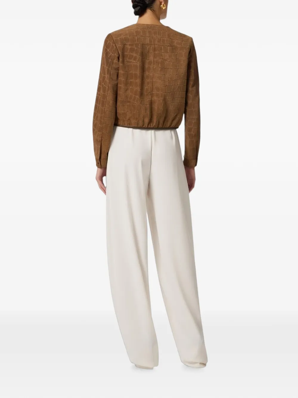 Elisabetta Franchi Suède jack met alligator-print Bruin