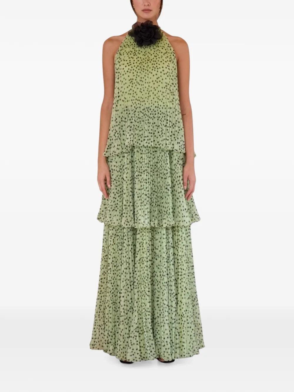 Charo Ruiz Ibiza Geplooide maxi-jurk met stippen Groen