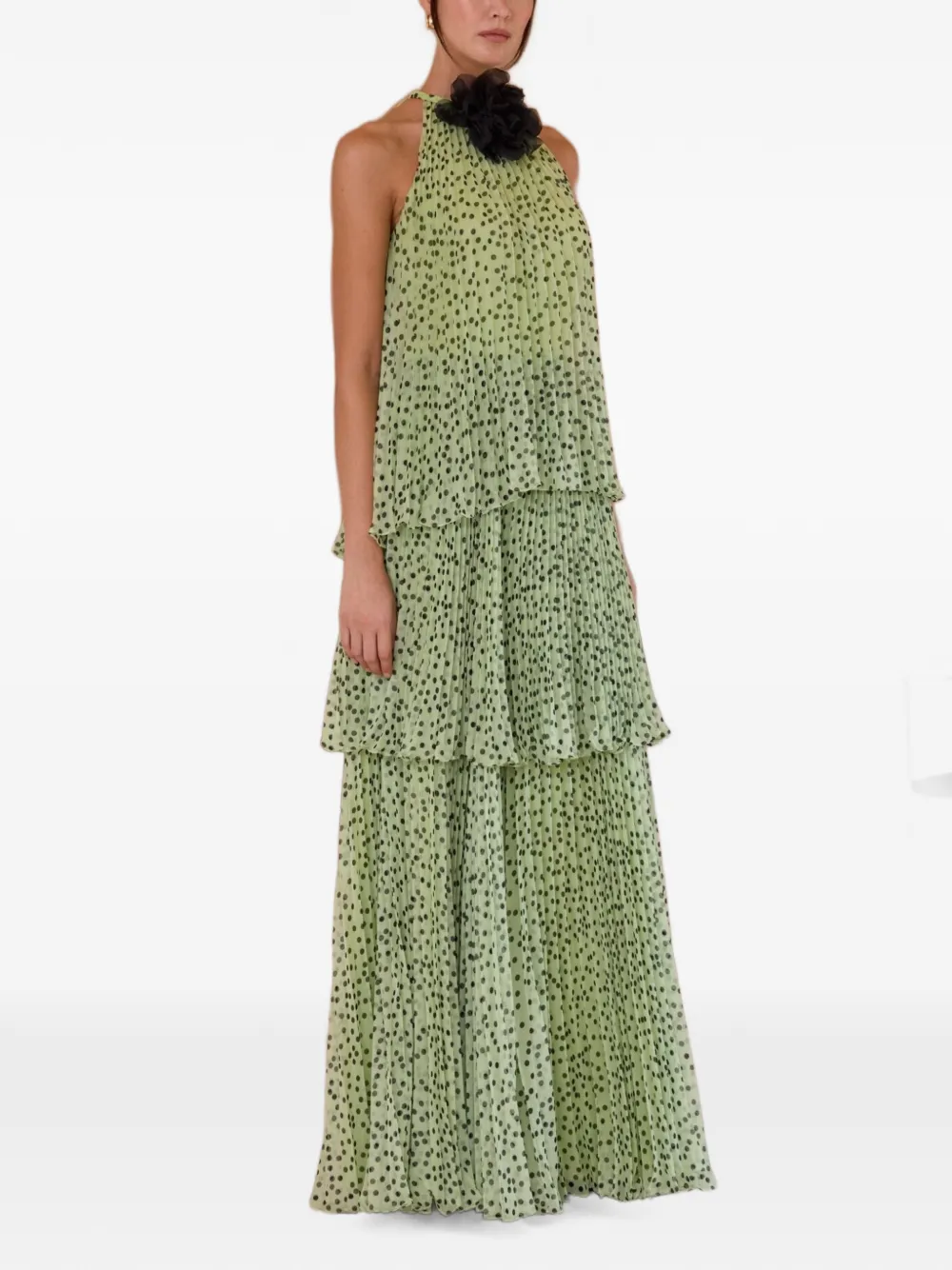 Charo Ruiz Ibiza Geplooide maxi-jurk met stippen Groen