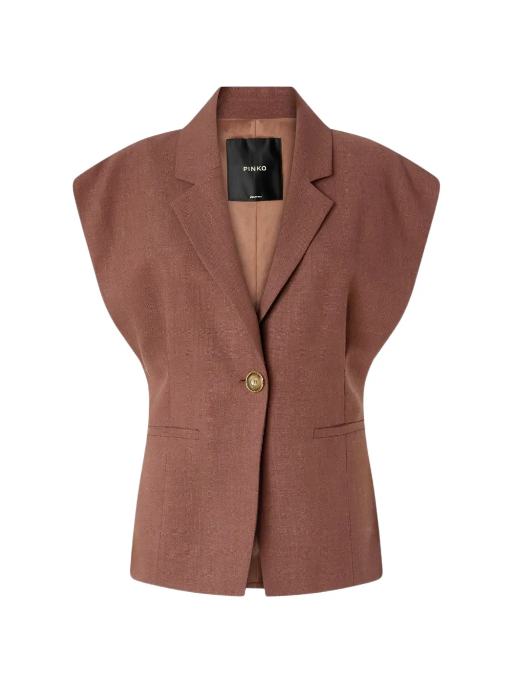 PINKO sleeveless rustic-effect jacket - Braun